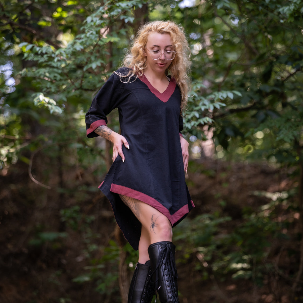 red and black tunic dress PXG Women's Varsity Pointelle Tunic Dress in Multi
