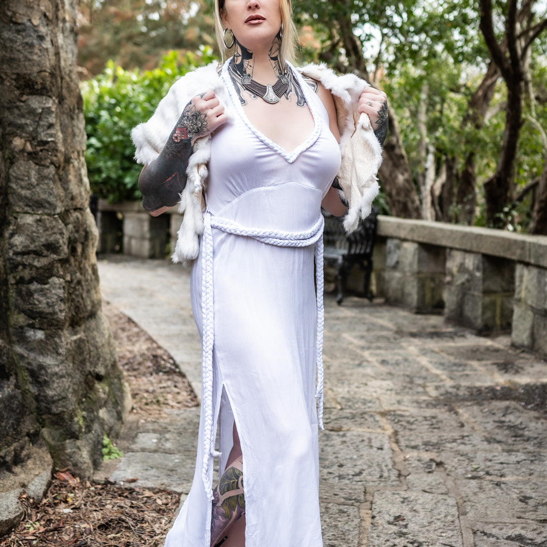 Fae Ceremonial Halter Dress - White S