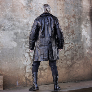 Men's Warlock Coat - Antique Black with Black Fur