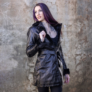 Women's Warlock Coat - Classic Black with Black Fur, Size Small