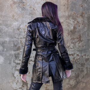 Women's Warlock Coat - Classic Black with Black Fur, Size Small