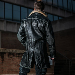 Men's Warlock Coat - Antique Black with Tan Fur