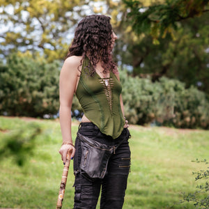 Crop top licou Celia - Vert mousse acidulé