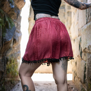 Whimsy Tassel Shorts - Giantsblood Burgundy
