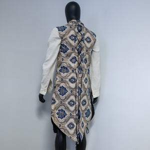 Bramblewood Longvest Sample:  Ivory & Navy Blue, Size Small