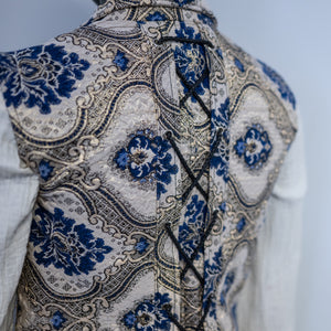 Bramblewood Longvest Sample:  Ivory & Navy Blue, Size Small