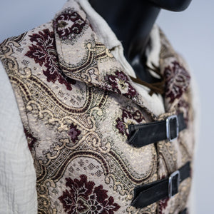 Bramblewood Longvest Sample:  Ivory & Burgundy, Size Medium