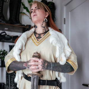Aslaug Tunic - Ivory with Gold Trim