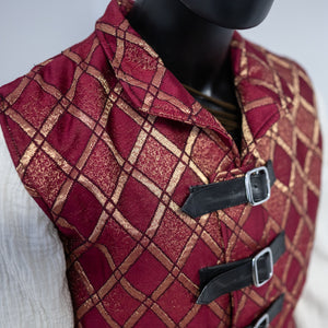 Bramblewood Longvest Sample: Brocade 1 - Red & Gold, Size Medium