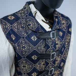 Bramblewood Longvest Sample: Brocade 1 - Navy & Gold, Size 2X