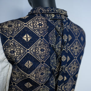 Bramblewood Longvest Sample: Brocade 1 - Navy & Gold, Size 2X