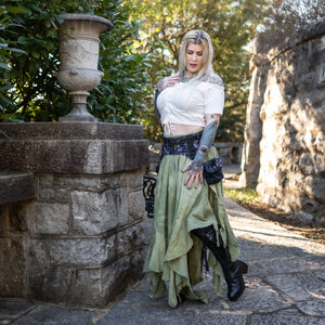 Emberfell Crop Peasant Top - Ivory