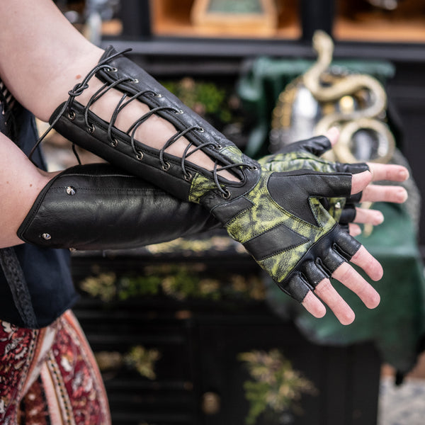 Razorpine Fingerless Gauntlets - Acidmoss Green
