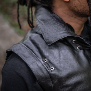 Valiant Leather Jerkin - Black Dragonskin
