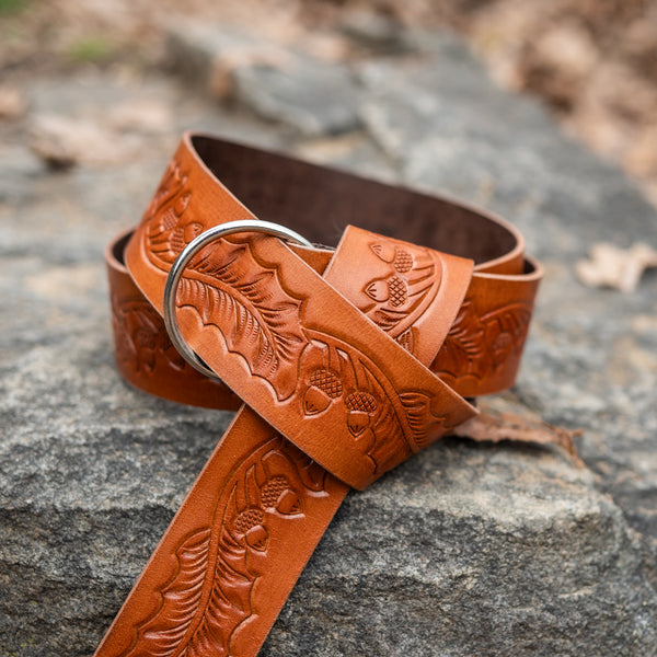 Heartseeker Leather Ring Belt - Orange Tan