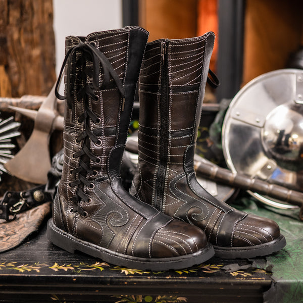 Women's Spiral Moto Boots - Ironwood Brown and Classic Black Limited Edition