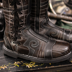 Women's Spiral Moto Boots - Ironwood Brown and Classic Black Limited Edition