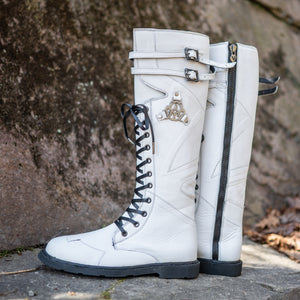 Men's Rampart Leather Boots - Dustvale White, Men's 10.5 Standard, Misaligned Lace Panel