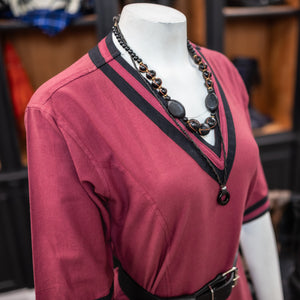 Aslaug Tunic - Red with Black Trim, Size Small
