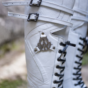 Women's Monolith Moto Boots -Dustvale White, Size 8 Standard