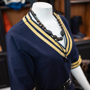 Tunique Aslaug - Bleu marine avec bordure dorée