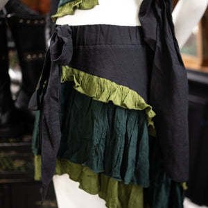 Baroness Ruffle Skirt - Black & Green