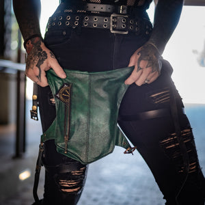 Valiant Leather Hip Stash - Dragonseye Green, Size Small