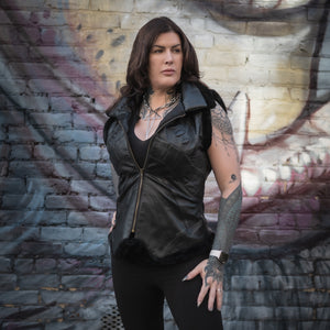 Yin Vest - Classic Black w/ Black Fur, Size Large