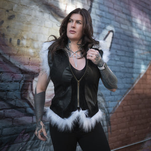 Yin Vest - Classic Black w/ White Fur, Size Large