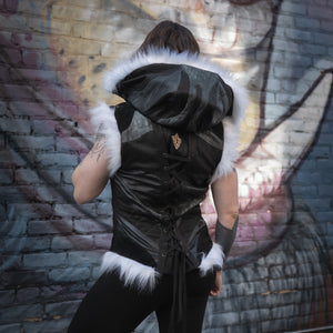 Yin Vest - Classic Black w/ White Fur, Size Large