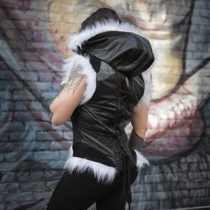 Yin Vest - Classic Black w/ White Fur, Size Large