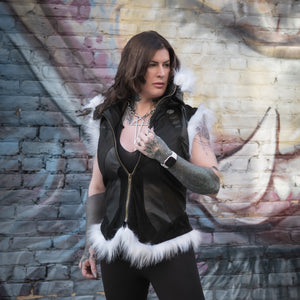 Yin Vest - Classic Black w/ White Fur, Size Large
