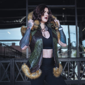 Yin Vest - Antique Olive w/ Tan Fur, Size Large