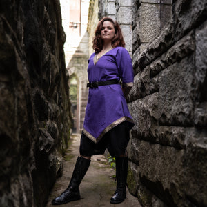 Aslaug Tunic - Purple with Gold Trim, Size S/M