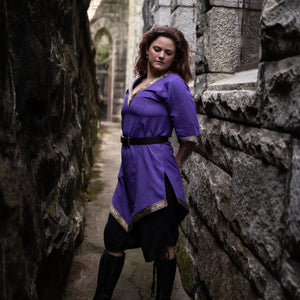 Aslaug Tunic - Purple with Gold Trim, Size S/M