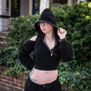 Deadlands V-Crop Hoodie Sample - Black, Size Medium