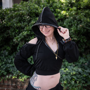 Deadlands V-Crop Hoodie Sample - Black, Size Medium