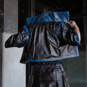 Valiant Leather Jerkin - Classic Black with Azurinth Blue