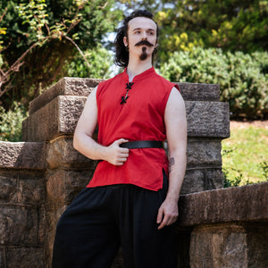 Men's Sleeveless Renaissance Tunic - Bright Red