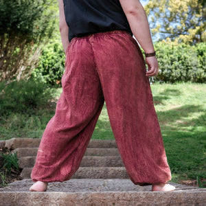Warrior Long Pants - Stonewash Burgundy
