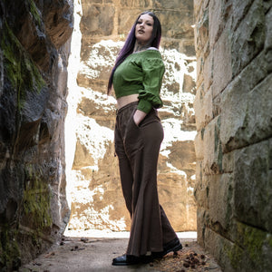 Floralace Flare Pants - Bramblewood Brown