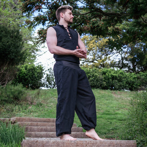 Warrior Long Pants - Black w/ Striped Waist