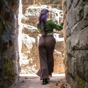 Floralace Flare Pants - Bramblewood Brown