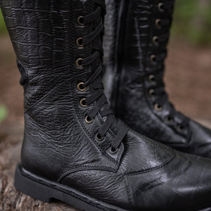 Bottes Ares montantes pour femme – Peau de dragon noire