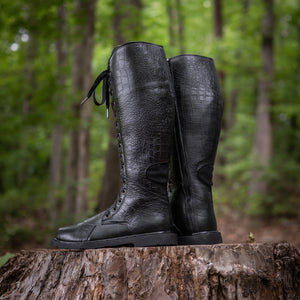 Bottes Ares montantes pour femme – Peau de dragon noire