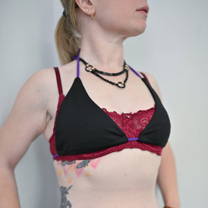 Verillas Sample String Bikini & Wrap Set - Black & Purple, Size Medium/Large