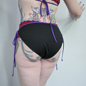 Verillas Sample String Bikini & Wrap Set - Black & Purple, Size Medium/Large