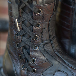 Women's Spiral Moto Boots - Giantsblood Burgundy and Classic Black