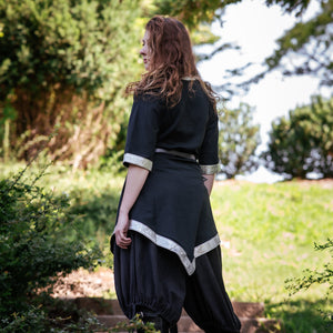 Aslaug Tunic - Black with Silver Trim