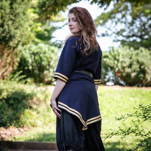 Aslaug Tunic - Navy Blue with Gold Trim